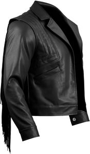 Chaqueta Vaquera Occidental de Cuero Más Vendida en 2025, Chaqueta Vaquera Tradicional de Cuero Occidental con Flecos - Product Image 4