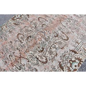 Alfombra turca clásica Vintage Beige Marrón 6,3X8,6 pies Lana hecha a mano con respaldo de látex Patrón de retazos para cabecera - Product Image 5