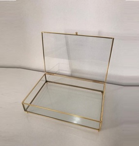 Clear Glass <b>Box</b> with Gold Brass Frame Hinged Glass Jewelry Case Decorative Glass Display <b>Box</b> Wedding Gift <b>Keepsake</b> Organizer - Product Image 2
