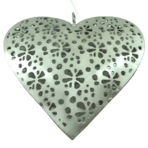 Décor de maison Lot de 2 cœurs en métal plaqué étain suspendus pour décoration murale personnalisés faits à la main en vrac - Product Image 2