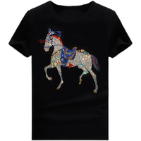 T-shirt Streetwear personnalisé de haute qualité pour hommes 220GSM T-shirt en coton épais avec strass