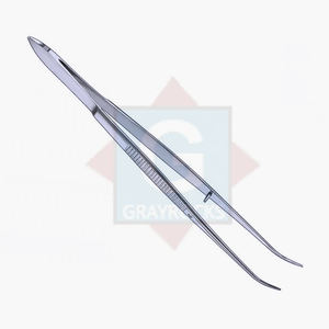 Pinzas Dentales Perry Grises -2166-44, Ligeramente Curvadas, Instrumentos Quirúrgicos Manuales con Certificación CE Clase I para Cirugía Dental - Product Image 1