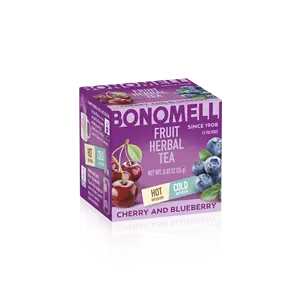बेहतर गुणवत्ता इटली में किए गए Bonomelli चेरी और ब्लूबेरी फल हर्बल चाय 12 पाउच के लिए गर्म पानी ठंडे पानी आसव