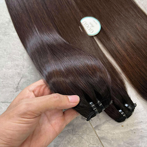 Extensiones de cabello humano virgen vietnamita 100%, superventas, puntas marrones de encaje transparente recto de hueso dibujado doble, precio al por mayor - Product Image 2