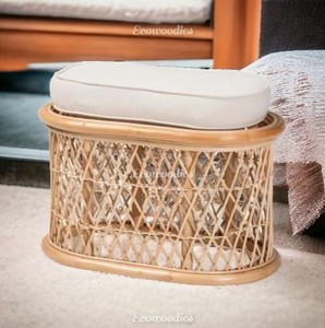 Taburete otomano de mimbre tradicional hecho a mano, mesa de centro para sala de estar, muebles de apartamento, consola con incrustaciones de hueso - Product Image 6