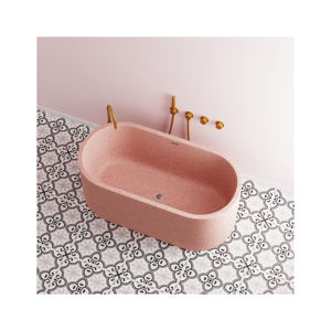 Bañera de acrílico blanco de 1 pieza independiente de lujo Sanur hecha a mano 1 piedra de Río sólida diseño moderno para adultos baño elegante - Product Image 5