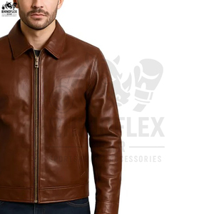 High Street Style Winter <b>Leather</b> <b>Jacket</b> Warm <b>Long</b> Sleeve Front Logo <b>Jacket</b> For Man with Solid Color <b>Leather</b> <b>Jacket</b> - Product Image 6