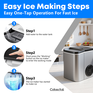 Portable Countertop <b>ice</b> <b>maker</b> Stainless Steel Electric Fully Automatic for Home Bar Use - Product Image 6
