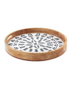 Round Wood Serving Tray Display Coffee Cups Eco Friendly Wooden Serve Ware Handmade Hot sale indian handmade - Product Image 6
