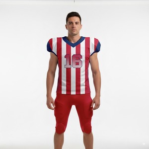 Ensemble d'uniformes de football américain unisexe personnalisés du meilleur design Uniforme uni en polyester 7 sur 7 avec nom et numéros d'équipe personnalisés - Product Image 1