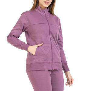 Chándal de algodón 100% para mujer, diseño personalizado, patrón sólido para uso informal en invierno al aire libre, con capucha, MOQ bajo, ropa de Color personalizado - Product Image 3