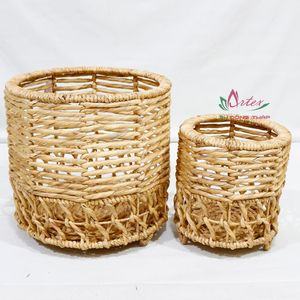 Haute qualité personnalisé rond jonc de mer Pots de fleurs Unique moderne naturel jacinthe d'eau jardinières pour la décoration de jardinage - Product Image 3