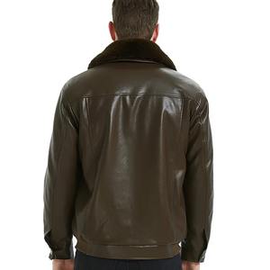 Oversized High Street Men's Genuine <b>Leather</b> Waterproof Winter Jacket Fluffy Warm Faux <b>Fur</b> Collar Stand Collar Black <b>Leather</b> <b>Coat</b> - Product Image 4