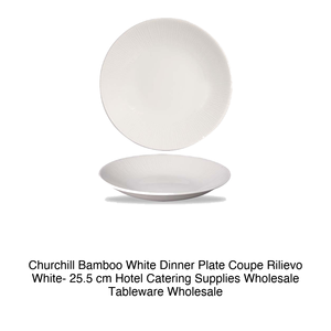 จานอาหารค่ำทรงโค้ง Churchill Bamboo White Rilievo สีขาว - 25.5 ซม. อุปกรณ์จัดเลี้ยงโรงแรม ขายส่งภาชนะบนโต๊ะอาหาร - Product Image 2