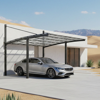 Abri de jardin moderne et simple en aluminium imperméable pour 2 voitures, avec toit en polycarbonate, certifié CE, facile à assembler, pour le stationnement en extérieur