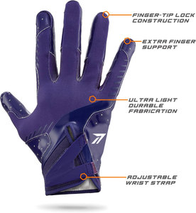 Gants de football américains antidérapants de haute qualité avec paume collante, service OEM pour les joueurs de ligne, gants de football durables, fabricant - Product Image 4