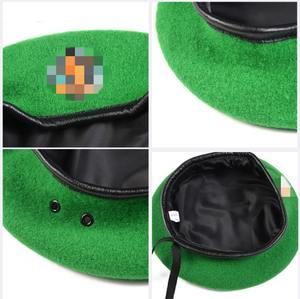 Haute qualité 100% laine béret français personnalisé brodé tactique Design élégant femmes hiver couleur personnalisée fête décontractée - Product Image 5