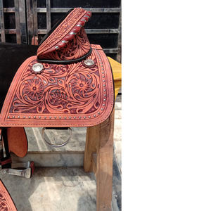 Selle de cheval sans arçon en cuir de qualité supérieure pour le Western Pleasure, le Trail et le Barrel Racing - Product Image 5