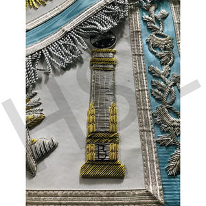 Tablier de Maître Maçon Maçonnique Bleu Clair Brodé à la Main, Régalia de Loge avec Franges Argentées et Motif Colonnes - Product Image 3