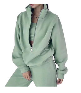 Conjunto de chándal de lana de manga larga de otoño e invierno al por mayor para mujer, Conjunto de sudadera con capucha y Jogger para mujer - Product Image 5