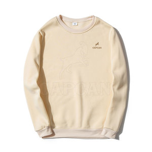 O-cou à manches longues hommes sweat-shirt Logo personnalisable saison d'hiver solide coton Polyester plaine teint Techniques conception surdimensionnée - Product Image 1