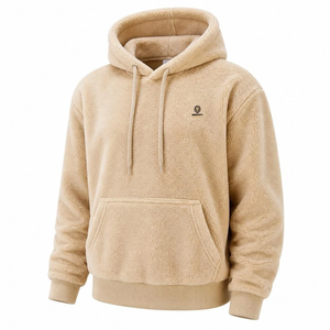 Mens <b>Sherpa</b>-Lined Fleece <b>Hoodie</b> Pullover Regular Fit 100% Cotton Anti-Pilling Winter Sweatshirt Customizable for Streetwear - Product Image 1