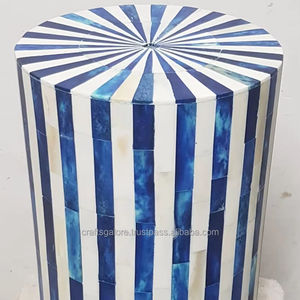 Taburete de cabecera de consola con incrustaciones de hueso de la India, taburete otomano con incrustaciones de hueso de lujo al por mayor a la venta a granel - Product Image 1