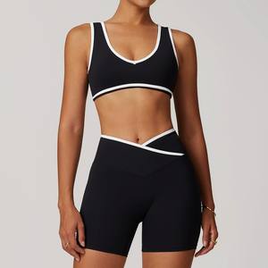 Crossover taille haute <span class=keywords><strong>costume</strong></span> de sport femmes contrastant dos nu serré <span class=keywords><strong>costume</strong></span> de Yoga nu course Fitness Yoga vêtements - Product Image 3