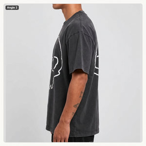 Camiseta Larga de Algodón 100% con Estampado de Calaveras, Estilo Vintage, Lavado Ácido, para Hombre, Ecológica, 240 GSM, con Hombros Caídos - Product Image 3