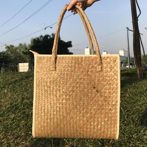Vietnam Usine En Gros 100% Naturel Seagrass Papier Paille Sac avec Fermeture À Glissière Féminin Arc Accent Dames Sacs À Main - Product Image 1