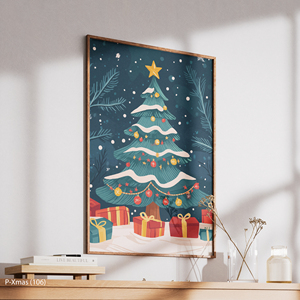 Deep Blue Night Modern Christmas Tree Premium Canvas Art with Wood <b>Frame</b> Ready to Hang - Product Image 5