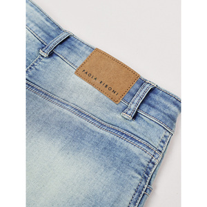 Paola Riboni Pantalones cortos de mezclilla de cintura alta para mujer, lavado claro, detalle de cremallera, estilo vintage, corte regular - Product Image 4