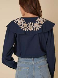 Vente chaude femmes ukrainien brodé meilleure qualité Blouse Floral à manches longues décoration manches longues naturel écologique - Product Image 3