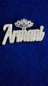 Pendentif breloque personnalisé en argent sterling 925 avec lettre et couronne, serti de moissanite et de diamants, haute brillance, pour homme et femme - Product Image 4