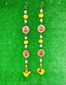 Fleur de souci avec Shubh Labh et chkara suspendus porter chance et charme traditionnel, cadeau pour elle (1PC) - Product Image 2