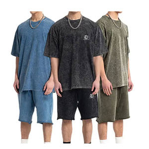 Street Wear Casual <b>Men</b> Wholesale T-<b>Shirt</b> & <b>Shorts</b> <b>Set</b> Customized Logo <b>Men's</b> T-<b>Shirts</b> <b>Shorts</b> <b>Set</b> - Product Image 2
