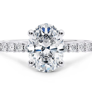 Anillo de Bodas de compromiso de diamante cultivado en laboratorio certificado IGI de corte ovalado de 1,5 quilates de inspiración vintage de oro blanco de 14K para ella - Product Image 1