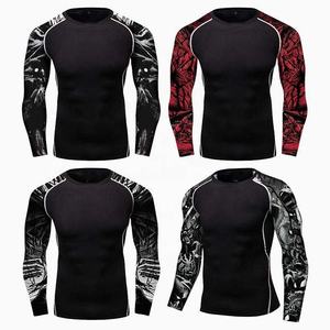 Hombres Slim Fit mangas completas Rash Guard cómodo transpirable personalizado Digital impreso sin costuras entrenamiento más tamaño bajo MOQ Stock - Product Image 6