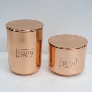 Portavelas de cobre hecho a mano, recipiente de vela de cobre brillante con tapa, votivo de Metal para fabricación de velas de lujo - Product Image 2