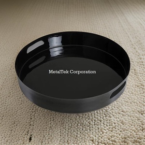 Plateau en fer peint noir brillant, plateau décoratif multifonctionnel, plateau de service, rangement cosmétique, prix bas, décoration de la maison, plateau en métal - Product Image 3