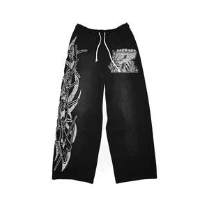 Chándal con estampado lavado ácido para ropa personalizada de estilo acampanado Unisex, traje de sudor desgastado con serigrafía 400GSM - Product Image 4