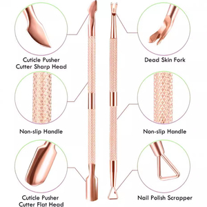 Juego de manicura de 3 piezas de oro rosa, tijeras para piel muerta, alicates para quitar maíz, tijeras para recortar espinas para dedos - Product Image 6
