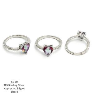 Vente en gros de bagues de fiançailles de luxe en argent sterling 925 bijoux fins zircon cubique (CZ) diamant serti sur mesure pour femmes - Product Image 4