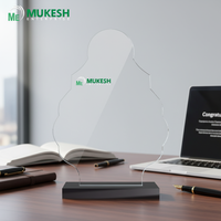 Trophée en acrylique gravé et poli, motif feuille élégante, de la marque Mukesh Enterprise, pour récompenses d'entreprise et équipes d'employés