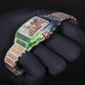 นาฬิกาสแตนเลสสตีลสุดหรูสำหรับผู้ชายนาฬิกากลไกจักรกลเพชรสุดเท่ฮิปฮอปสำหรับผู้ชาย VVS Moissanite นาฬิกาเพชร - Product Image 3