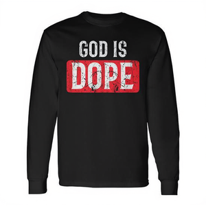 Maglietta a Maniche Lunghe 'God Is Dope' per Credenti Cristiani, Prodotto Promozionale - Product Image 2