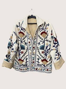 เสื้อโค้ทผู้หญิงไซส์ใหญ่ ลายปักซูซานี ผ้าขนสัตว์ผสม เป็นมิตรต่อสิ่งแวดล้อม คอทรงโอ แขนยาว สไตล์โบฮีเมียน สำหรับฤดูหนาว - Product Image 2