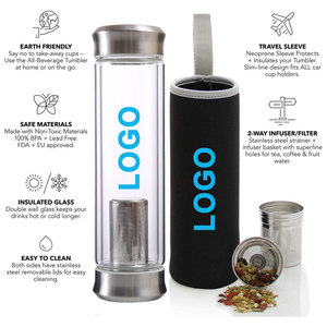 Ekocian Tasse de voyage en verre à double paroi avec filtre en acier inoxydable étanche pour thé en vrac et infusé de fruits Pure <span class=keywords><strong>Zen</strong></span> - Product Image 5