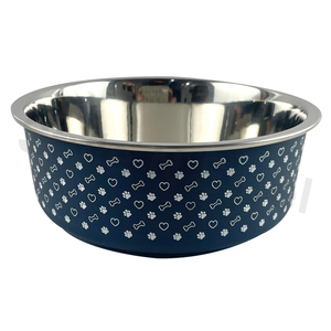 Bol Alpha bleu foncé pour animaux de compagnie Bol pour animaux de compagnie portable écologique Offre Spéciale plat en acier inoxydable avec motif solide - Product Image 1