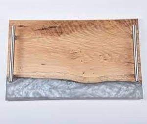 Meilleur plateau de service et plateau décoratif avec résine époxy pour fête de mariage et plateau de service en résine pour sous-verre et poignée en laiton - Product Image 5